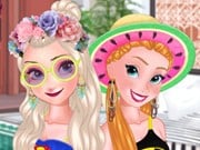 Play Elsa And Anna Pool Party Game on FOG.COM