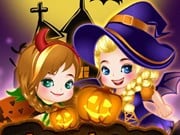 Play Elsa And Anna Halloween Story Game on FOG.COM