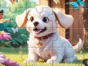 Play Jigsaw Puzzle: Dog In Garden Game on FOG.COM
