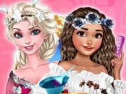 Play Elsa And Moana Fantasy Hairstyles Game on FOG.COM