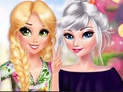 Play Elsa And Rapunzel Pretty In Floral Game on FOG.COM