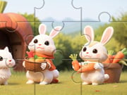 Jigsaw Puzzle: Rabbits With Carrots